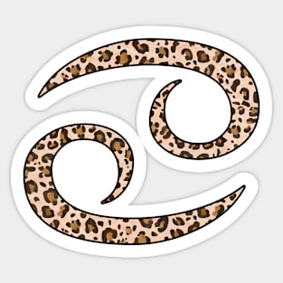 Cancer Zodiac Horoscope Symbol in Leopard Print Sticker